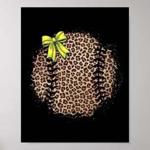 Softball Mom Leopard Coquette Bow Softball Mama Ga Poster