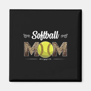 Softball Mom Leopard Funny Ball Mom Mother's Day M Magnet