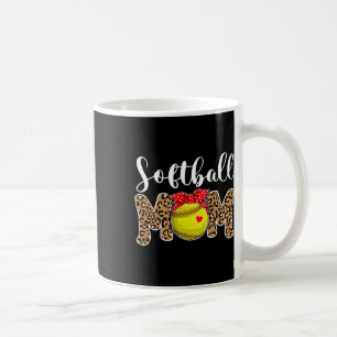 Softball Mom Leopard Messy Bun Game Day Funny Moth Coffee Mug