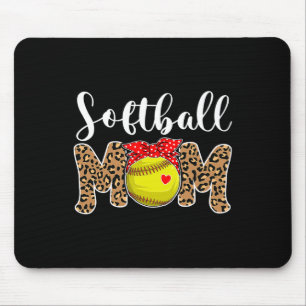 Softball Mom Leopard Messy Bun Game Day Funny Moth Mouse Pad