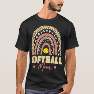 Softball Mom Leopard Rainbow Baseball Mom Mother's T-Shirt