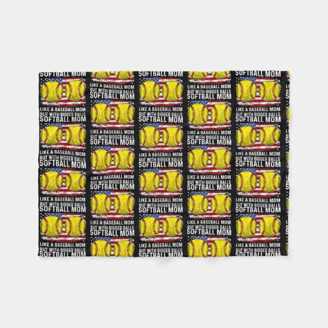 Softball Mom Like A Baseball Mom But With Bigger Fleece Blanket (Front (Horizontal))