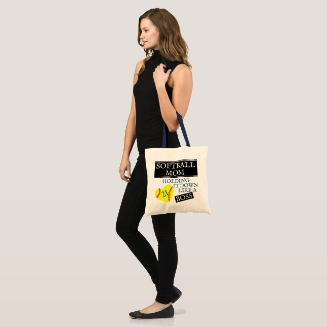 SOFTBALL MOM: LIKE A BOSS TOTE BAG (Front (Model))