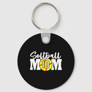 Softball Mom Number #10 Key Ring