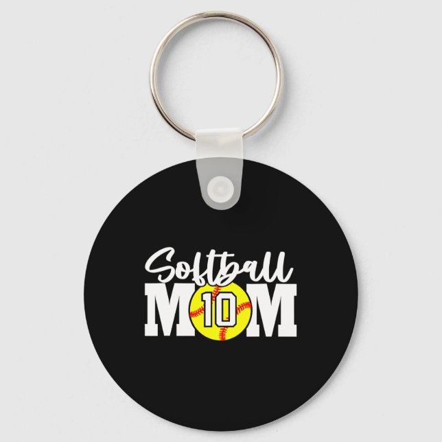 Softball Mom Number #10  Key Ring (Front)