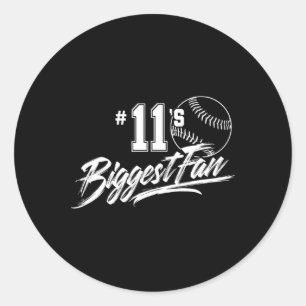 Softball Mom Number 11's Biggest Fan Dad Brother S Classic Round Sticker