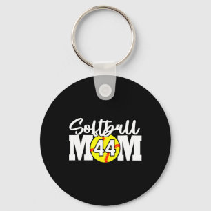 Softball Mom Number #44 Key Ring