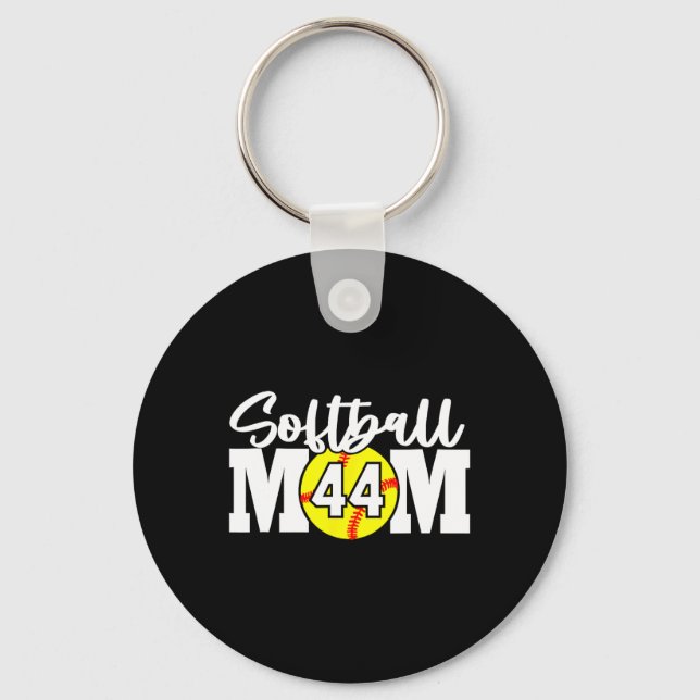 Softball Mom Number #44  Key Ring (Front)