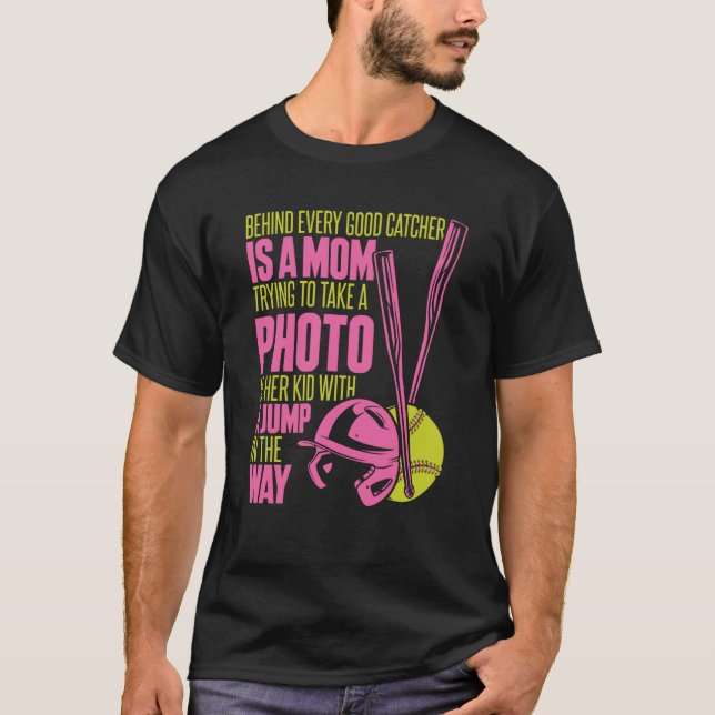 Softball Mom Pitcher Batter Catcher Softball T-Shirt (Front)