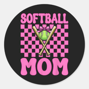 Softball Mom Softball Mama Mother's Day Pink Coque Classic Round Sticker