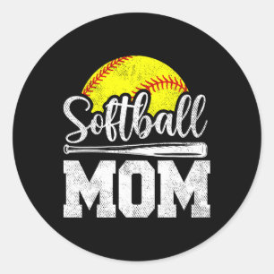 Softball Mom Softball Player Game Day Mother's Day Classic Round Sticker