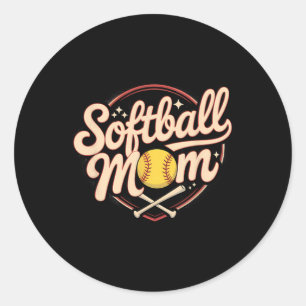 Softball Mom Sport Spirit Classic Round Sticker