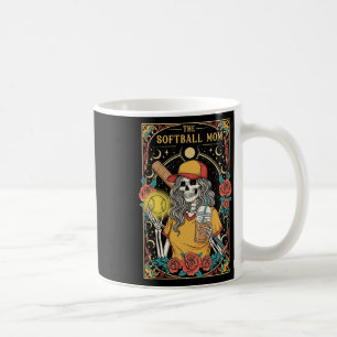 Softball Mom Tarot Card Skeleton Funny Sports Mom Coffee Mug