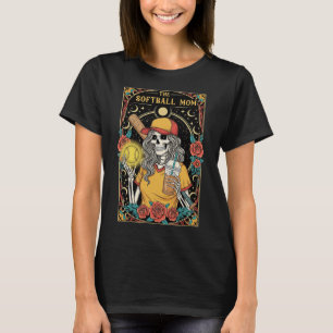 Softball Mom Tarot Card Skeleton Funny Sports Mom T-Shirt