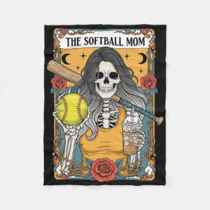 Softball Mom Tarot Card Skeleton Mom Floral Iced C Fleece Blanket