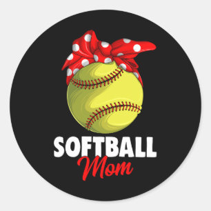Softball Mom Women  Classic Round Sticker