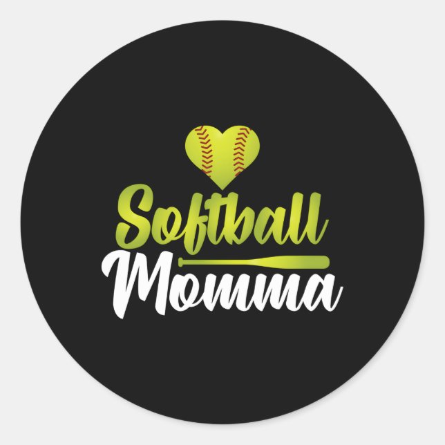 Softball Momma Mothers Day For Supportive Moms Classic Round Sticker (Front)