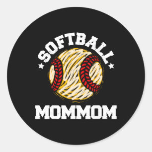 Softball Mommom Distressed Vintage Funny Grandma G Classic Round Sticker