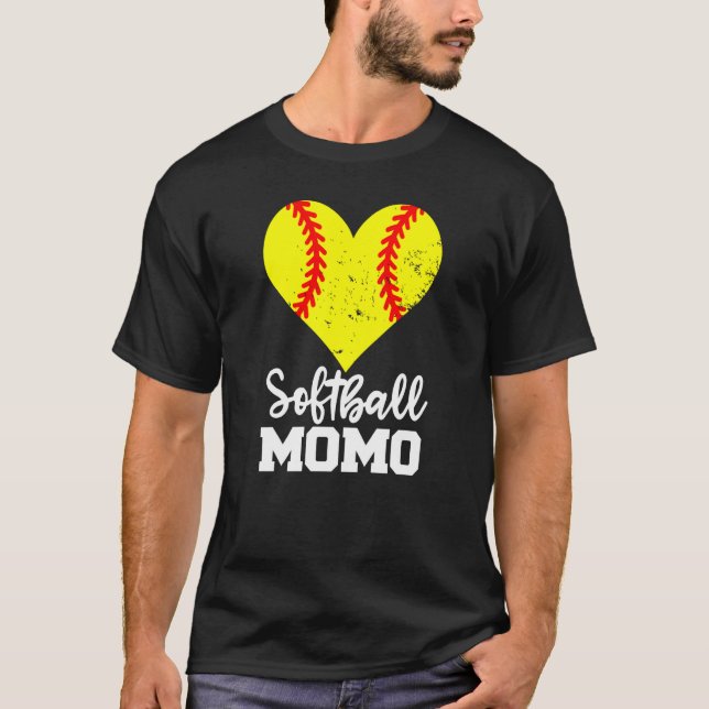 Softball Momo Softball Heart Grandma Momo T-Shirt (Front)