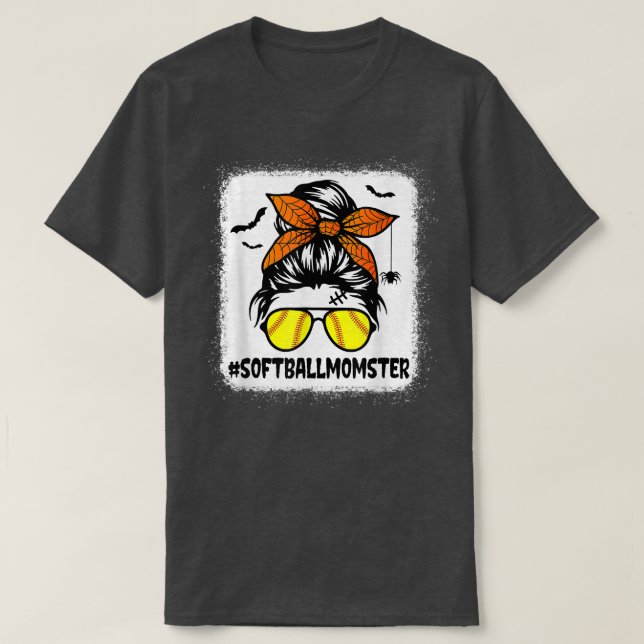 Softball Momster  For Women Halloween Mum Messy Bu T-Shirt (Design Front)