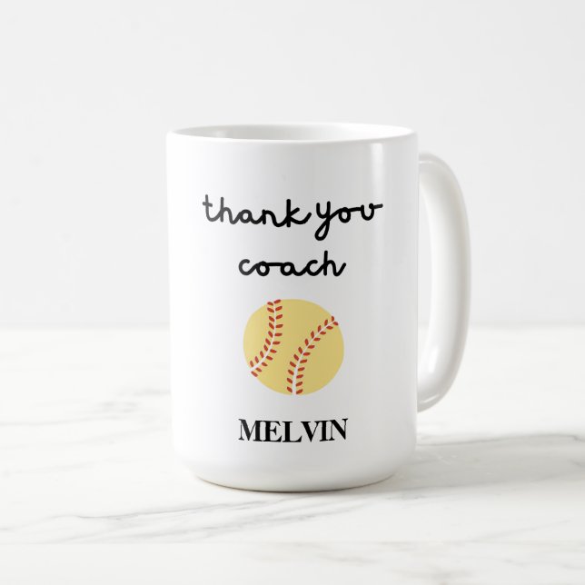 Softball Mug for Sports Coach, Thank You Gift (Front Right)
