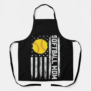 Softball Mum American Us Flag Vintage Mother's Day Apron