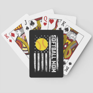 Softball Mum American Us Flag Vintage Mother's Day Playing Cards