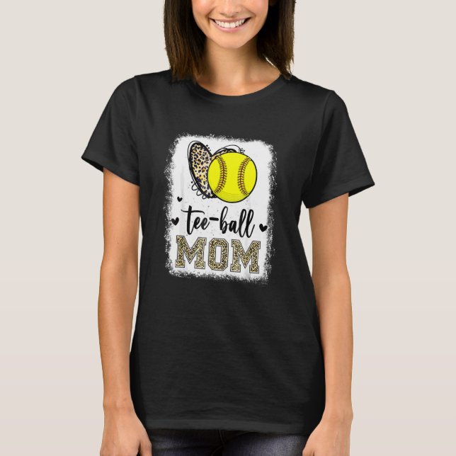 Softball Mum Ball Mum Heart Leopard Mother's Day M T-Shirt (Front)