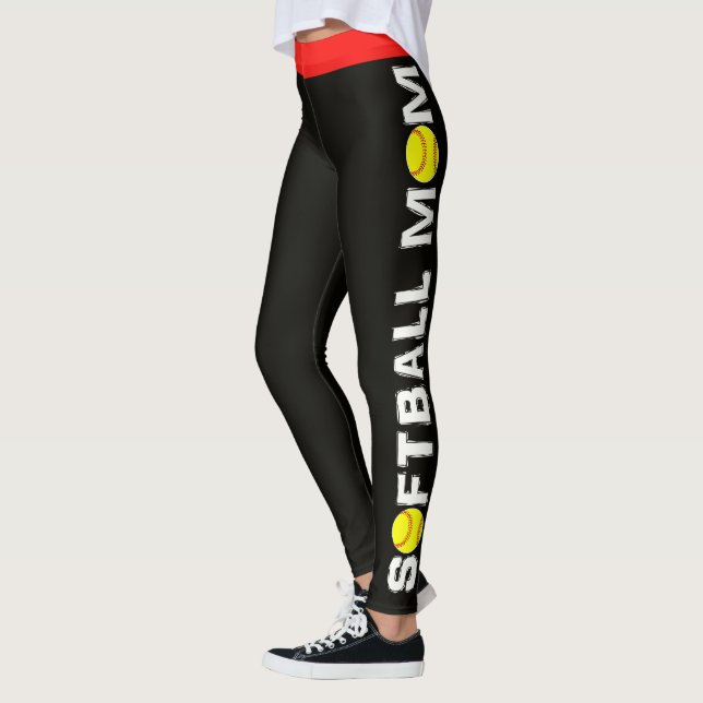 Softball Mum Bold Design Leggings (Left)