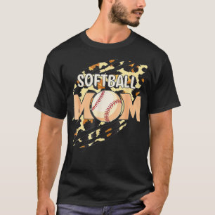 Softball Mum Cute Leopard Baseball Sports Lover Mo T-Shirt