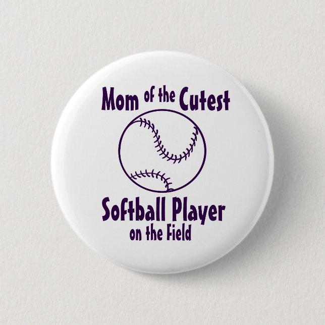 Softball Mum Cutest on the Field 6 Cm Round Badge (Front)