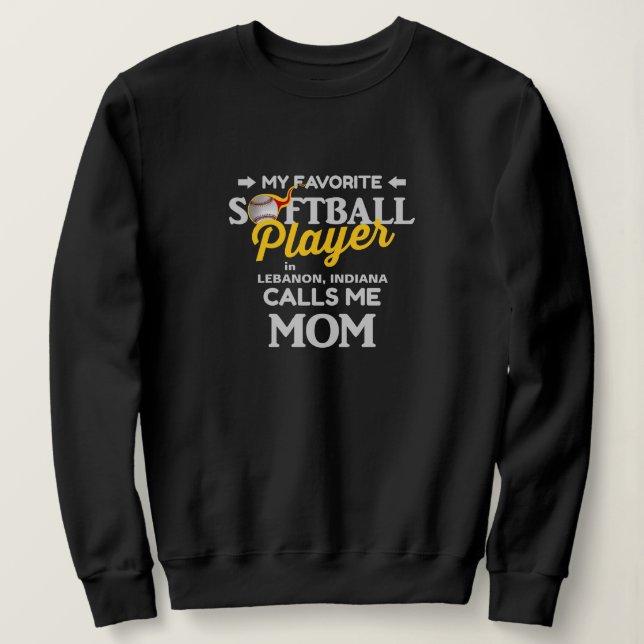 Softball Mum Favourite Player Personalised Black Sweatshirt (Design Front)