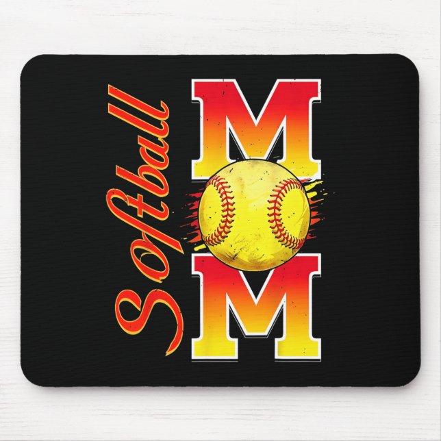 Softball Mum Funny Baseball Mum Mother's Day Softb Mouse Pad (Front)