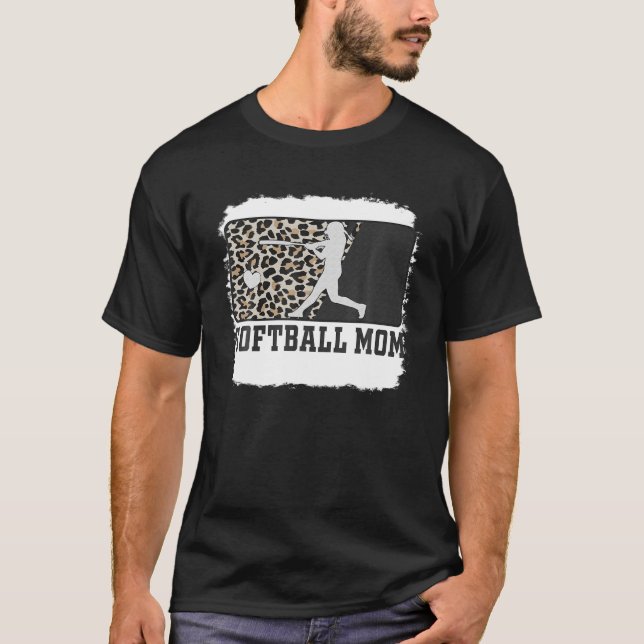 Softball Mum Funny Mum Life Leopard Bleached T-Shirt (Front)