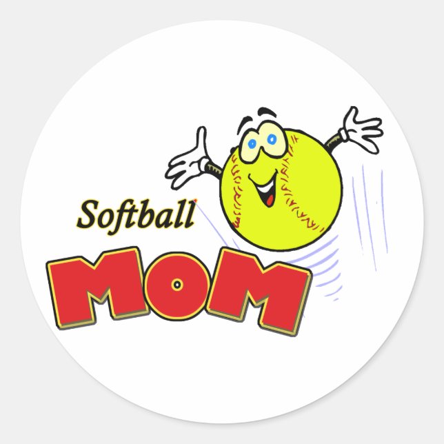 Softball Mum II Classic Round Sticker (Front)