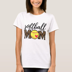 Softball Mum Leopard Funny Baseball Mum Mother's D T-Shirt