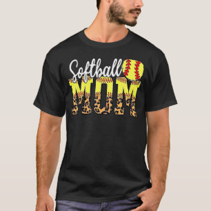 Softball Mum Leopard Heart Sport Mother's Day 1 T-Shirt