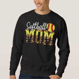 Softball Mum Leopard Heart Sport Mothers Day Wome Sweatshirt