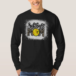 Softball Mum Leopard Print Bleached Distressed Tre T-Shirt