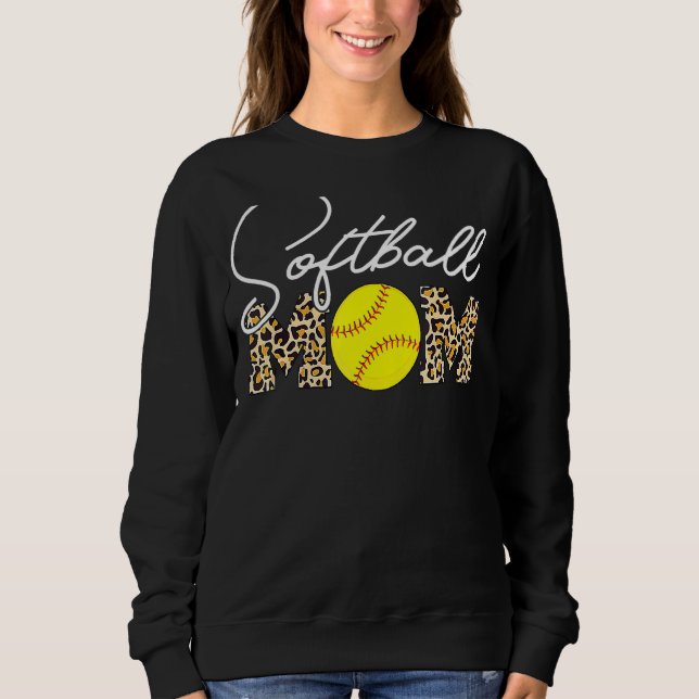 Softball Mum Leopard Print Sweatshirt (Front)