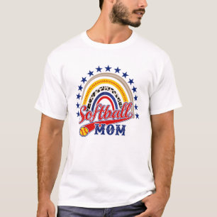 Softball Mum Leopard Rainbow Baseball Mum Mother's T-Shirt