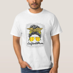 Softball Mum Life With Leopard T-Shirt