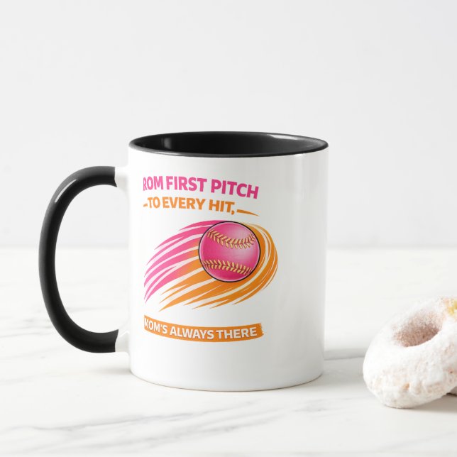 Softball Mum Mug – From First Pitch to Every Hit M (With Donut)