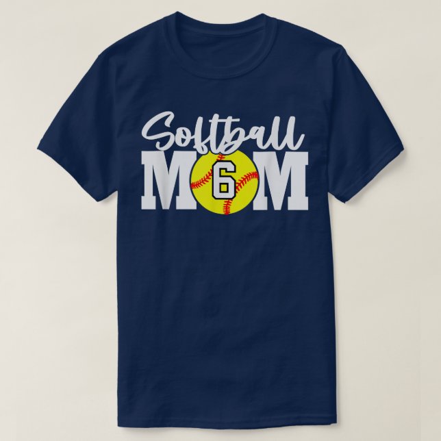 Softball Mum Number 6  T-Shirt (Design Front)
