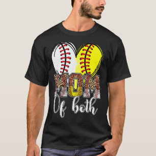 Softball Mum Of Both Baseball Mama Women T-Shirt