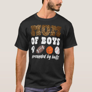 Softball Mum Of Boys Surrounded By Balls Leopard P T-Shirt