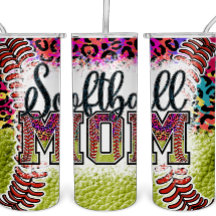 Softball Mum Rainbow Leopard Tumbler Sports MAMA