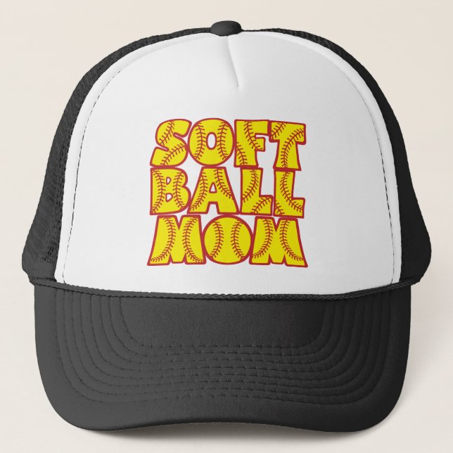 Softball Mum, red&yellow Trucker Hat (Front)