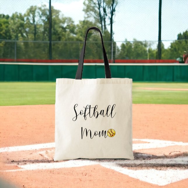 Softball Mum Script Heart Custom Player Number Tote Bag (Creator Uploaded)