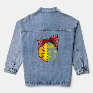 Softball  Mum Women Pitcher Catcher Girls  Denim Jacket